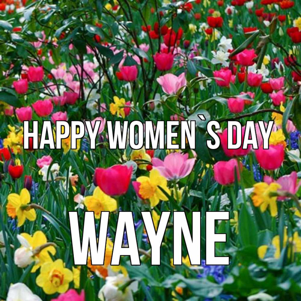 Greetings card с именем, Wayne happy women`s day с международным женским днем поздравления для женщины Greetings with text for free download 